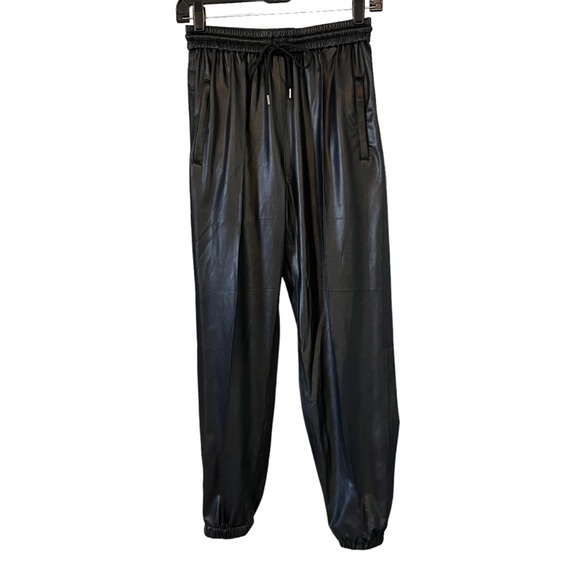 NWT, BLANK NYC Black Faux Leather Jogger Pants Drawstring, Sz 26 - Picture 4 of 15